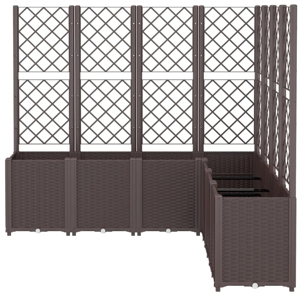 Vaso/floreira de jardim c/ treliça 160x160x140 cm PP castanho