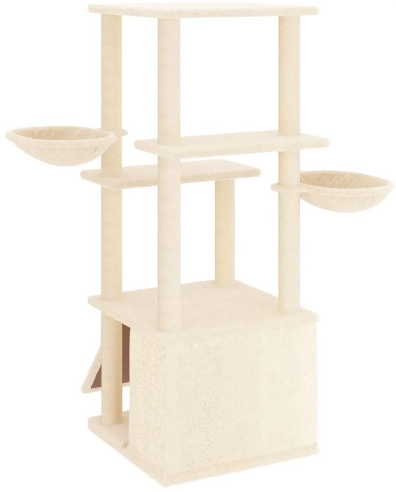 Árvore para gatos c/ postes arranhadores sisal 133 cm cor creme