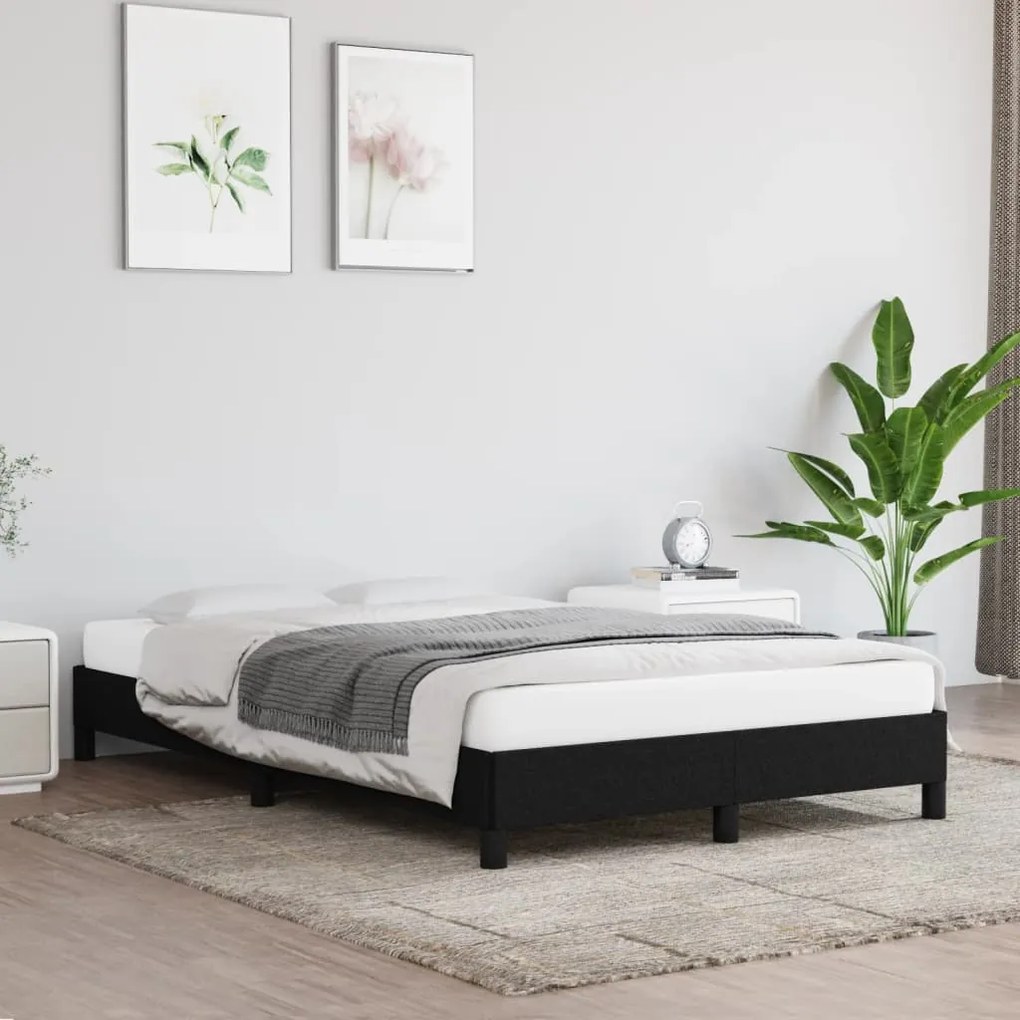 Estrutura de cama sem colchão preto 120x190 cm tecido