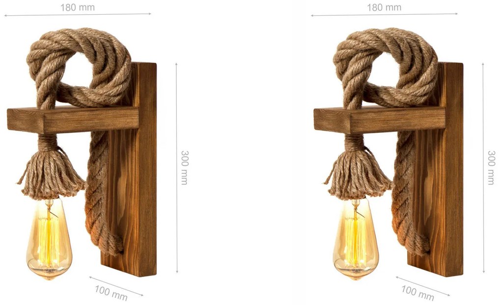 Conjunto de Apliques de Parede KN15 – Castanho e Dourado – 18 x 30 x 1