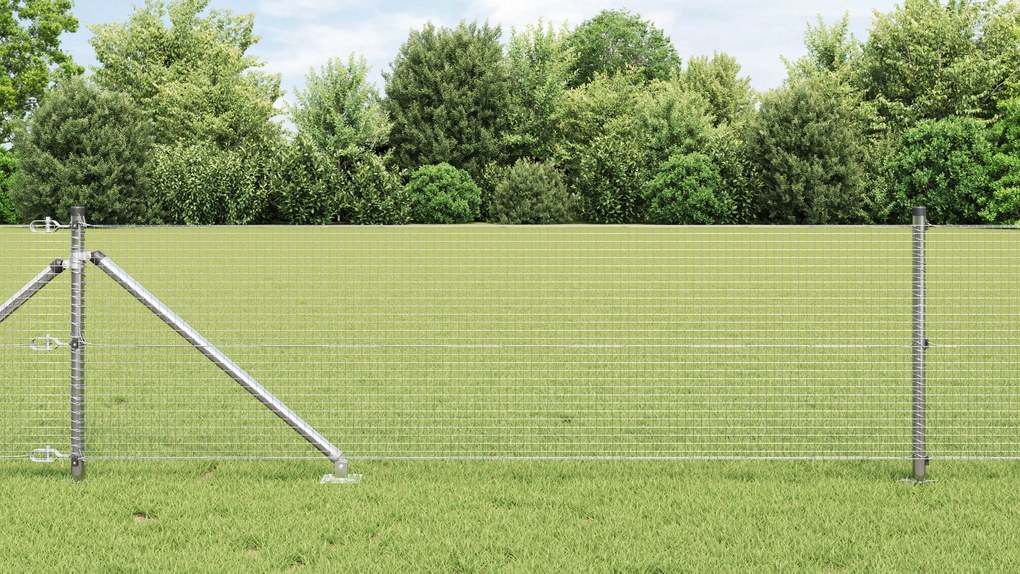 Cerca de Arame Soldado com 13 Estacas de Spike 0.6x25 m Aço Galvanizad
