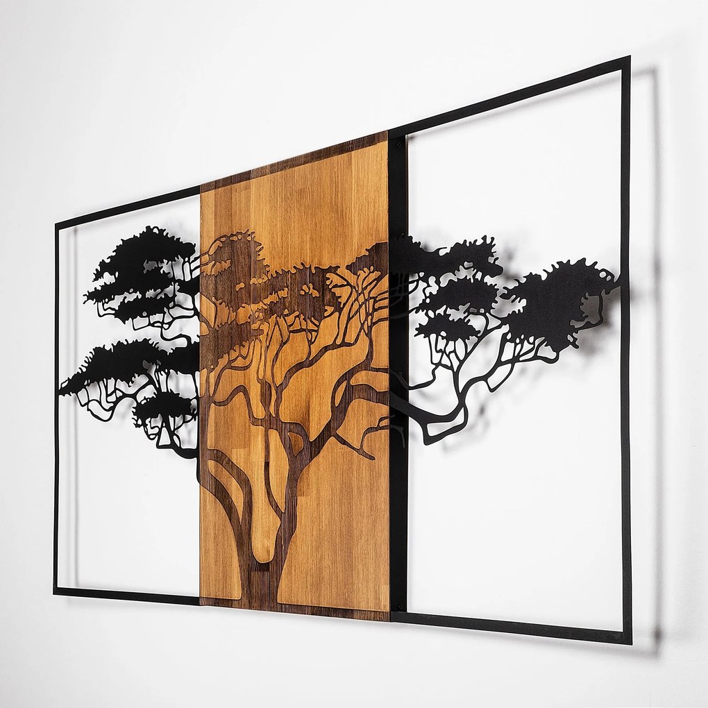 Acessório Decorativo de Parede Acácia – Preto e Nogueira – 147 x 3 x 7
