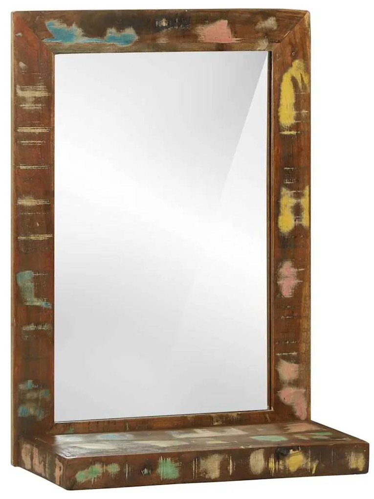 vidaXL Espelho de banheiro Castanho Madeira Reforçada Sólida