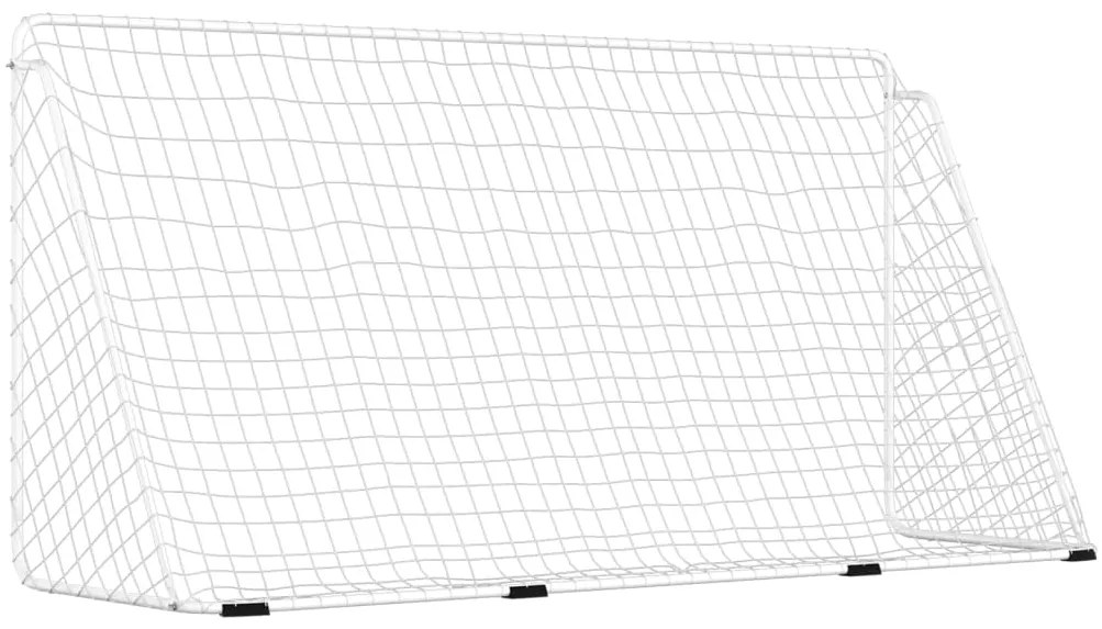 Baliza de futebol com rede 366x122x182 cm aço branco