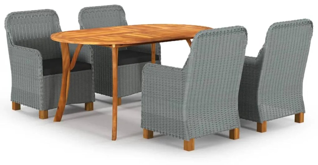 vidaXL 5 pcs conjunto de jantar para jardim cinzento-claro