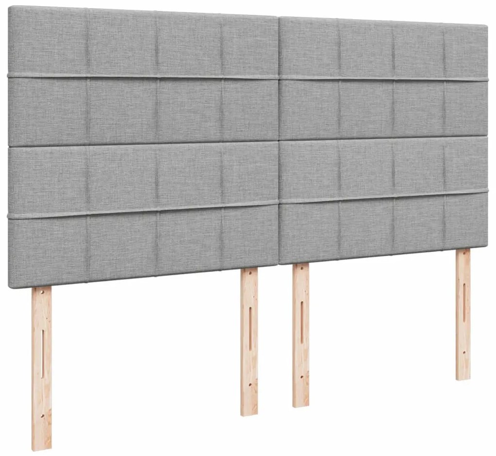 Cama com molas/colchão 200x200 cm tecido cinza-claro