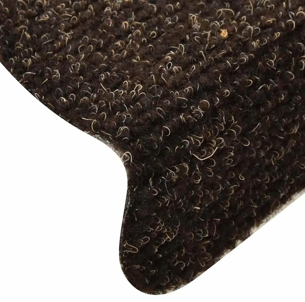 Tapetes de escada autoadesivos 30 pcs 65x21x4cm castanho-escuro