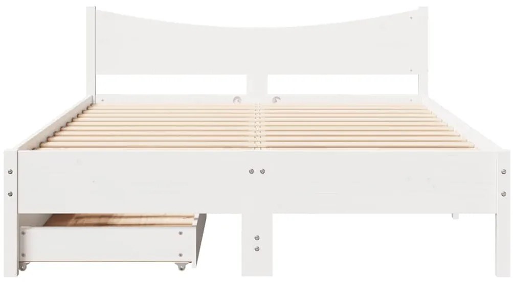 Estrutura de cama com gavetas 160x200 cm pinho maciço branco