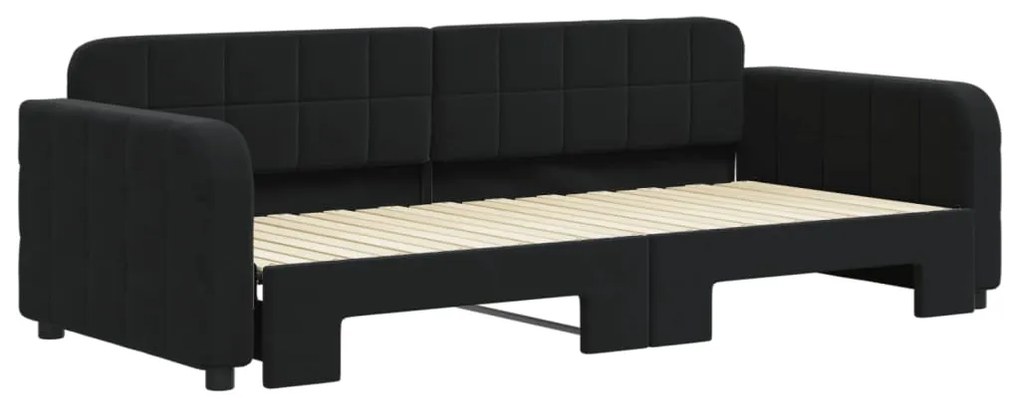 Sofá-cama com gavetão 90x200 cm veludo preto