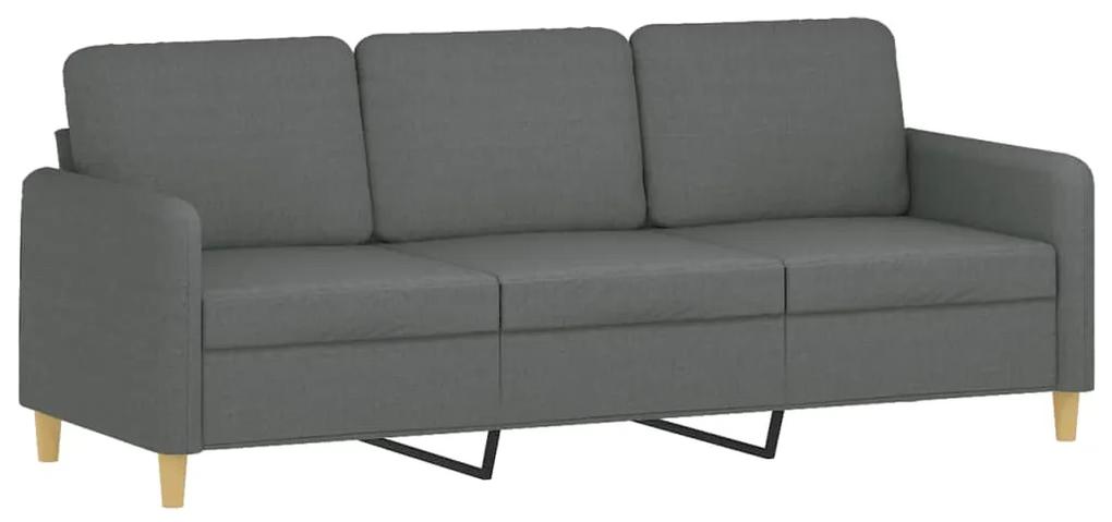 3 pcs conjunto de sofás com almofadas tecido cinzento-escuro