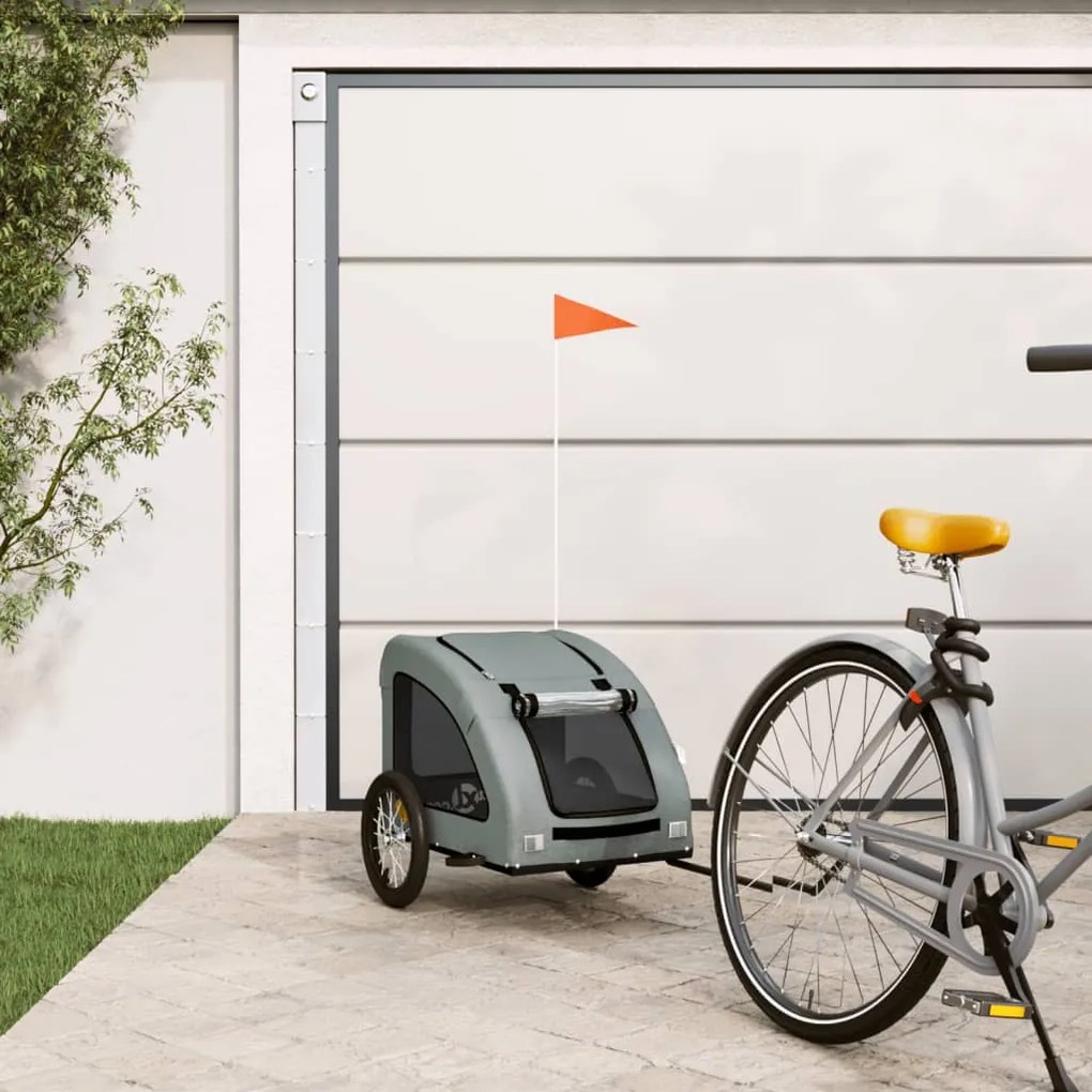 vidaXL Reboque bicicleta animais tecido oxford/ferro cinzento