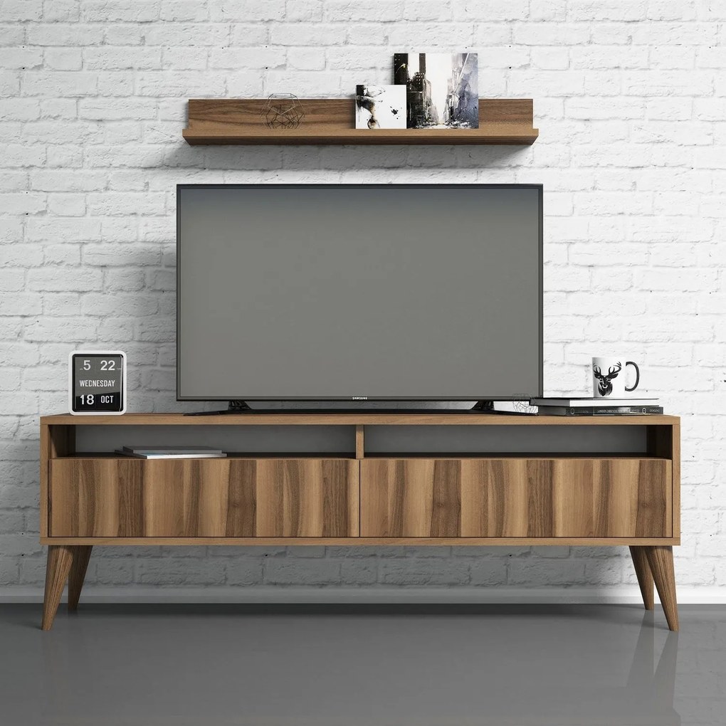 Conjunto de Mobiliário de Sala Best – Nogueira – Móvel TV 150x50x30 cm