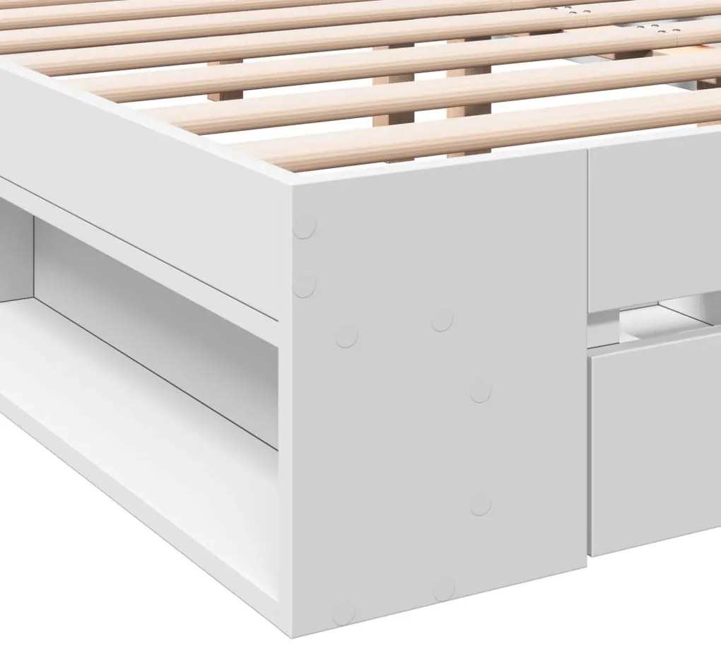 Estrutura de cama c/ gavetas 200x200cm derivados madeira branco