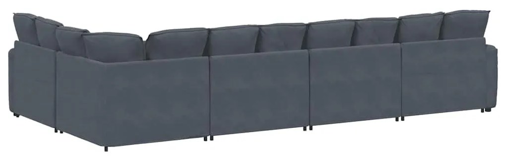 Sofá modular com almofadas veludo cinzento-escuro
