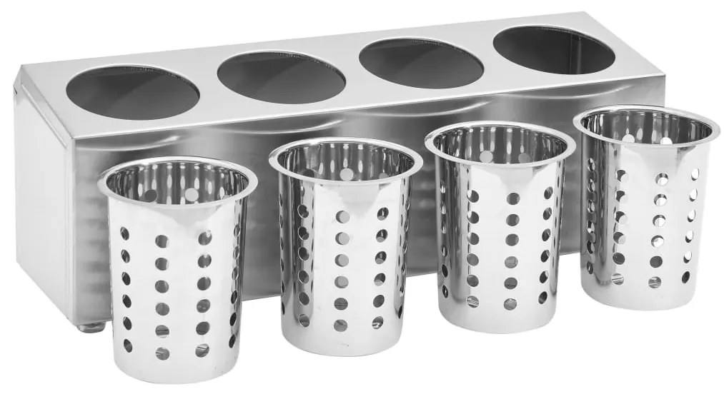 Porta-talheres 4 escorredores retangular aço inoxidável