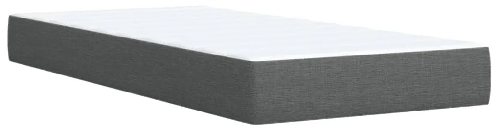 Cama box spring com colchão solteiro tecido cinzento-escuro