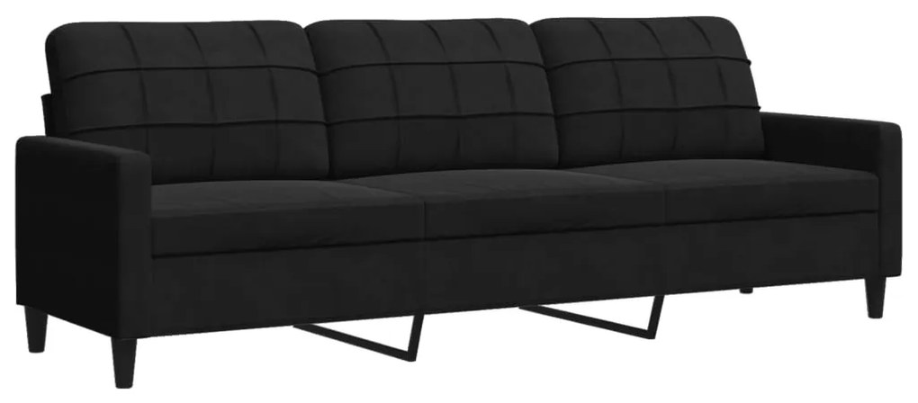 3 pcs conjunto de sofás com almofadões e rolos veludo preto