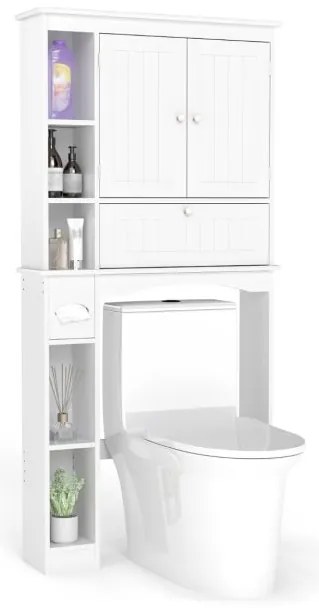 Cesto de roupa dobrável de 75 L com cesto para roupa íntima e alças - Branco