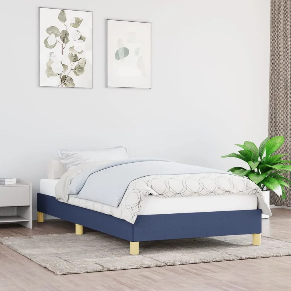 Estrutura de cama sem colchão 90x200 cm tecido azul