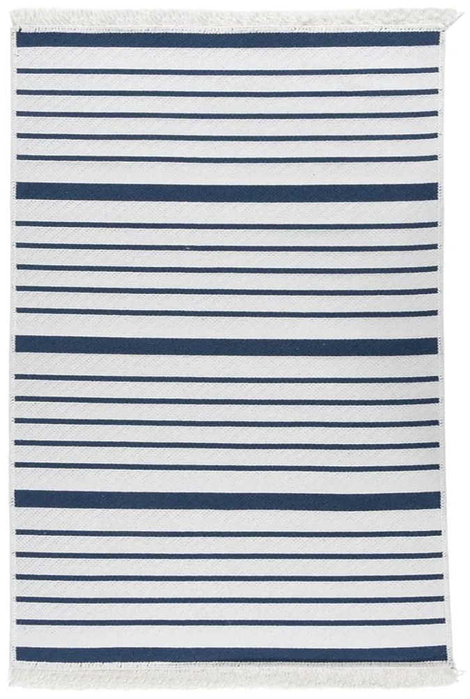 vidaXL Tapete 160x230 cm algodão azul-marinho