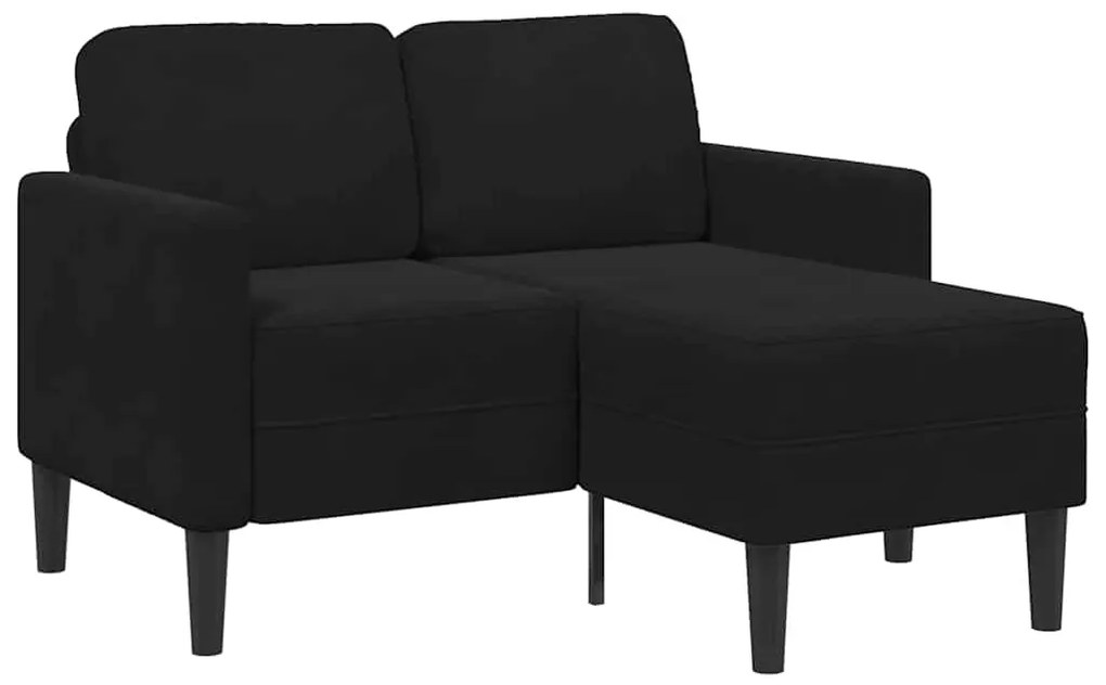 Sofá 2 lugares com Chaise em L 125 cm veludo preto