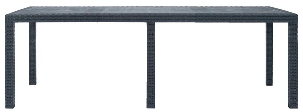 Mesa de jardim 220x90x72cm plástico antracite c/ aspeto de vime