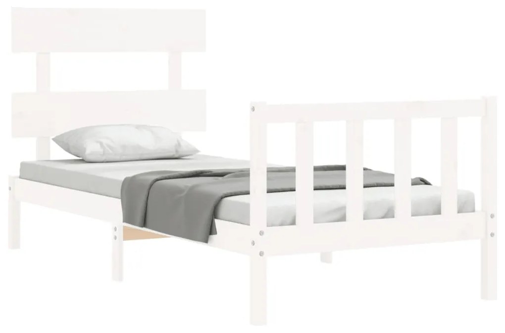 Estrutura de cama com cabeceira 90x200 cm madeira maciça