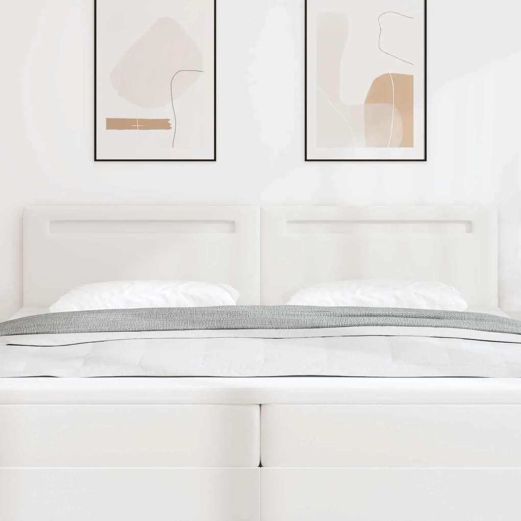 vidaXL Cabeceira LED Branco 200 cm Couro Sintético