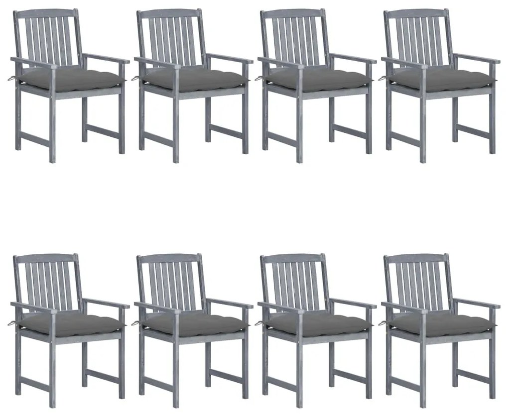 vidaXL Cadeiras de jardim c/ almofadões 8 pcs acácia maciça cinzento