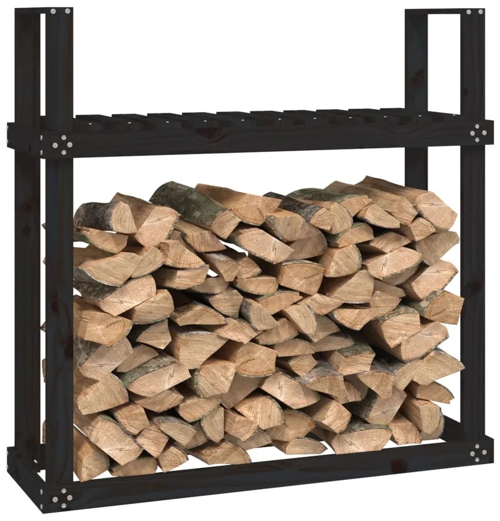 Suporte para lenha 110x35x108,5 cm pinho maciço preto