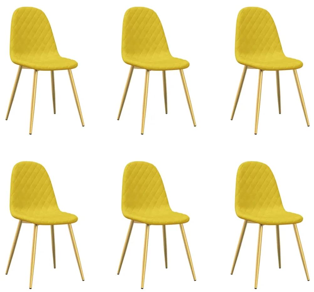 Cadeiras de jantar 6 pcs veludo amarelo mostarda