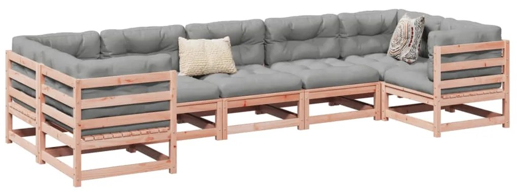 vidaXL 7 pcs conj. sofás jardim c/ almofadões madeira abeto-de-douglas