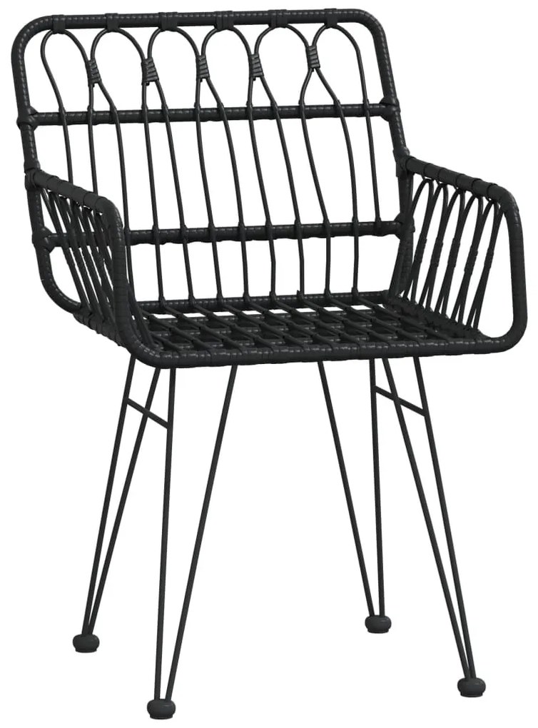 9 pcs conjunto de jantar para jardim vime PE preto