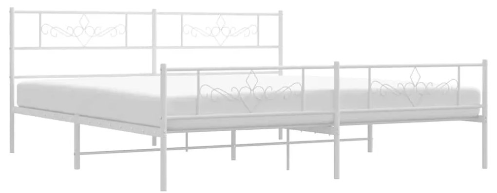 Estrutura de cama com cabeceira e pés 193x203 cm metal branco