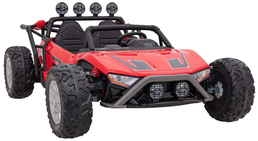 Carro elétrico para Crianças 2 Lugares Buggy Racing 5 24V Rodas Espuma EVA, assento couro ecológico Vermelho
