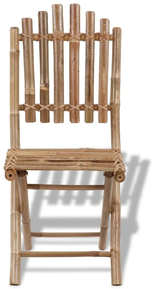 Cadeiras de exterior dobráveis bambu 4 pcs