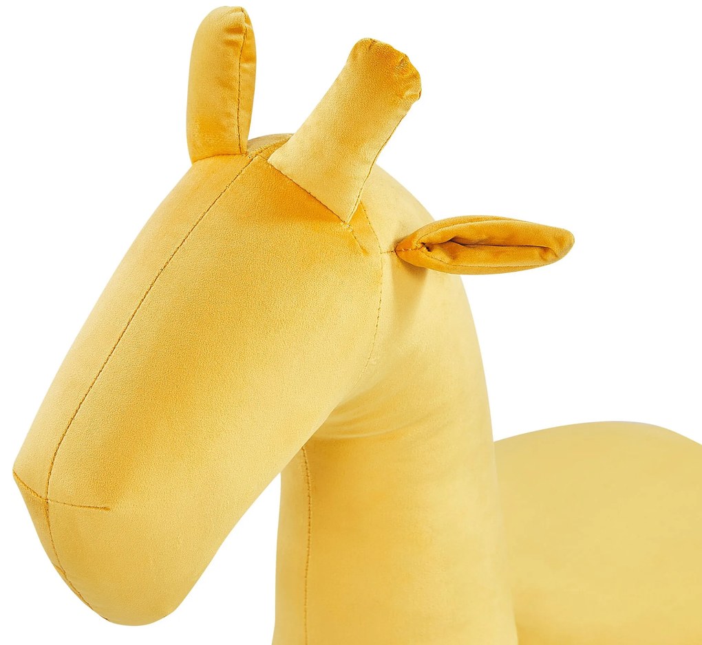 Tamborete em veludo amarelo GIRAFFE Beliani