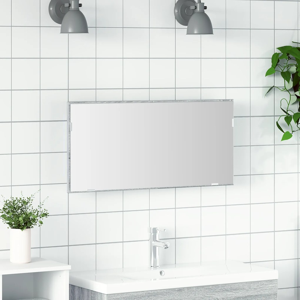 Armário de Espelho para Casa de Banho vidaXL com Luz LED Cinzento Sonoma 80x37 cm