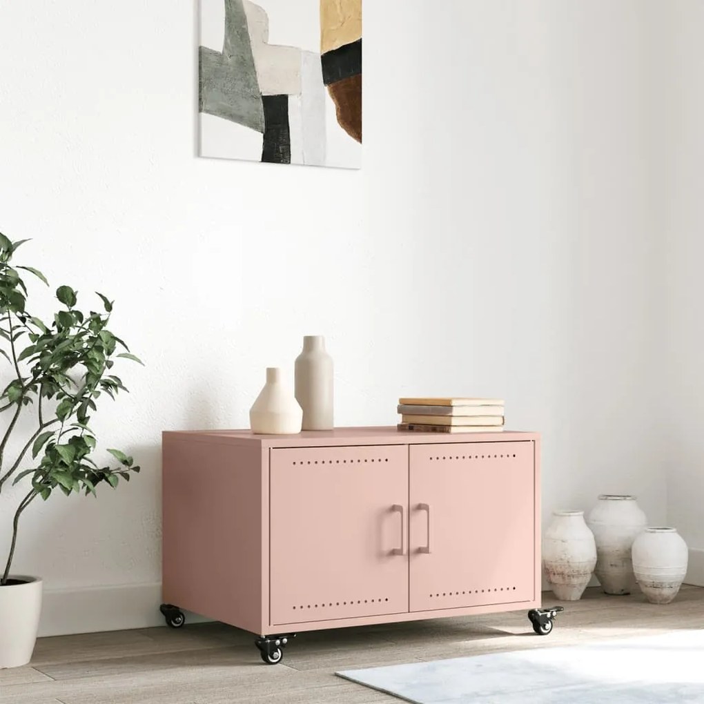 Mesa de centro 68x50x43,5 cm aço rosa