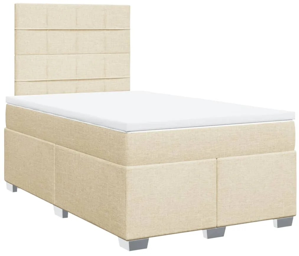 Cama boxspring com colchão 120x190 cm tecido cor creme