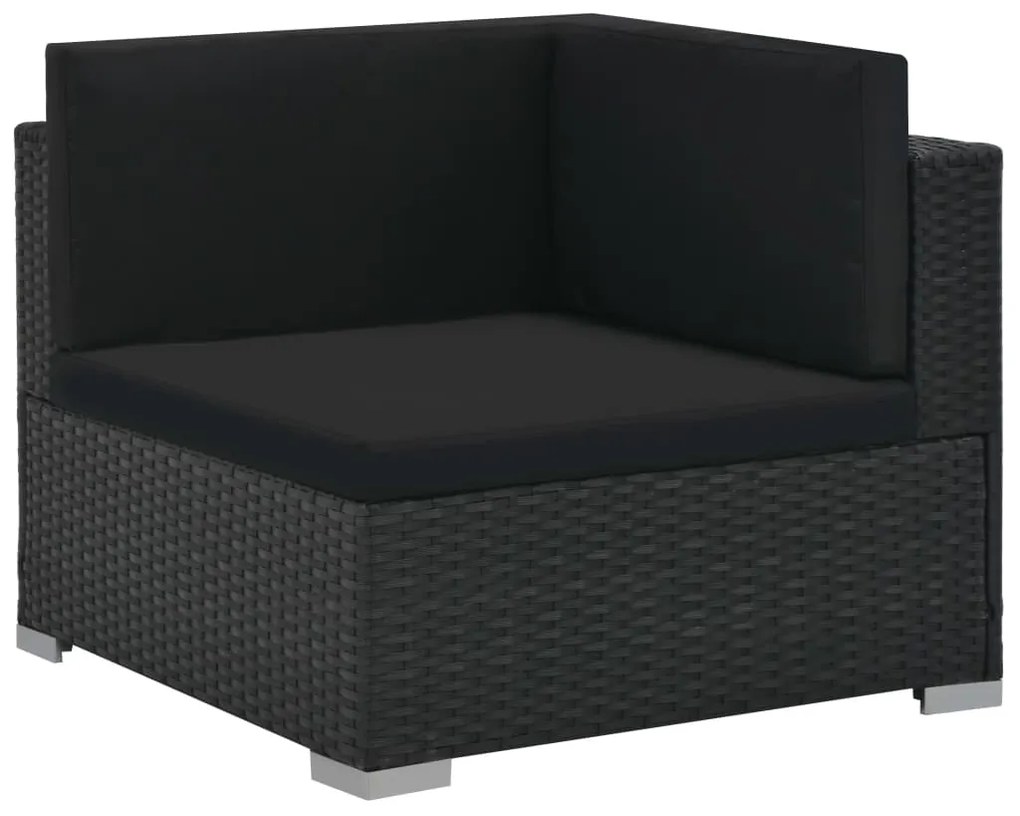 6 pcs conjunto lounge de jardim c/ almofadões vime PE preto