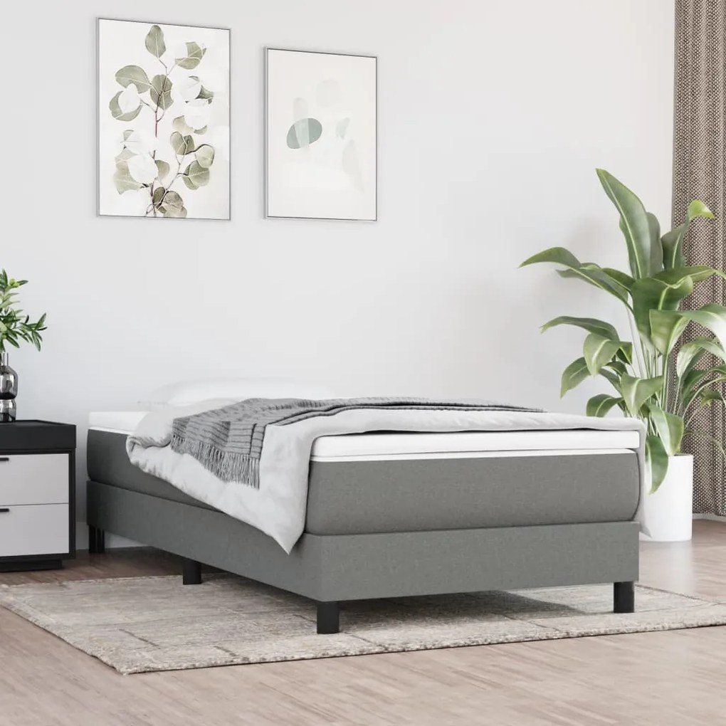 3120469 vidaXL Estrutura de cama em tecido 80x200 cm cinzento-escuro