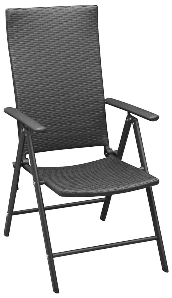 7 pcs conjunto de jantar para jardim vime PE preto