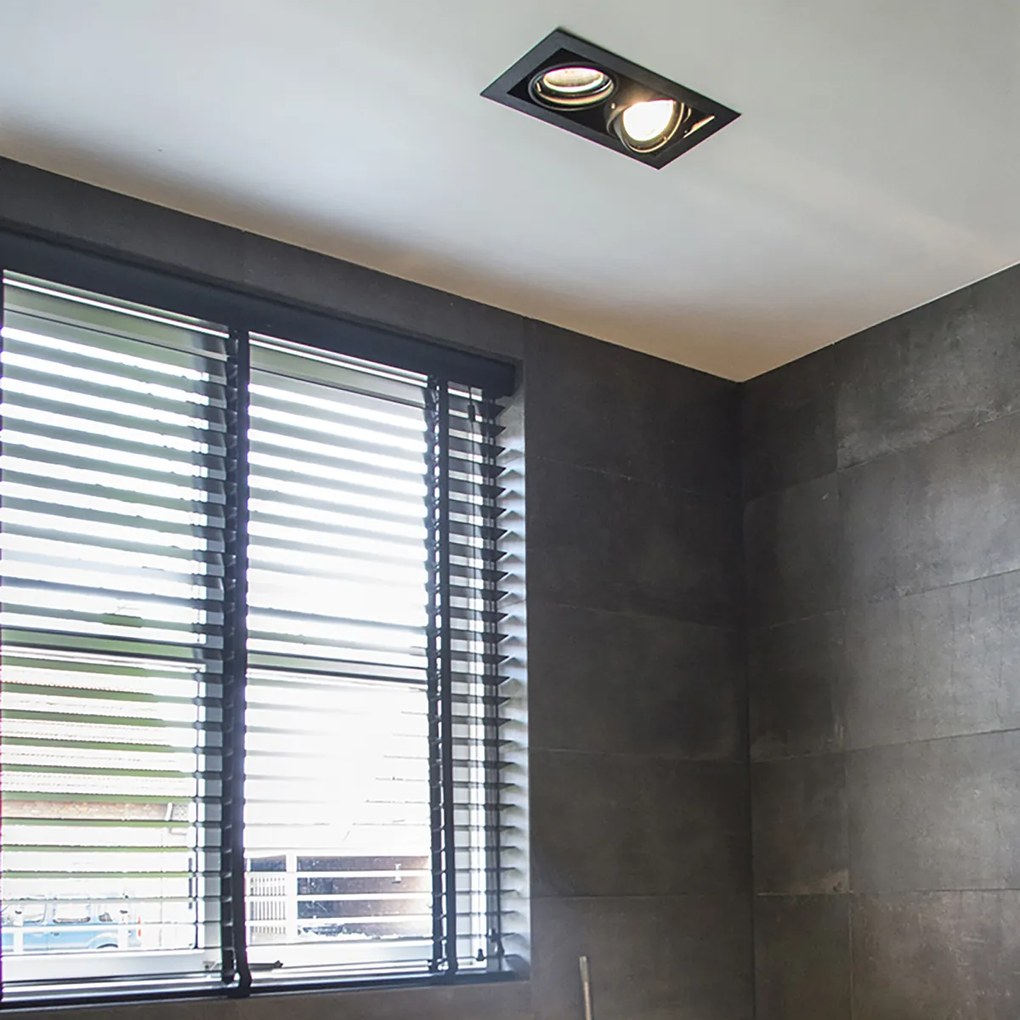 Conjunto de 12 focos embutidos pretos AR111 reguláveis 2 luzes - Oneon