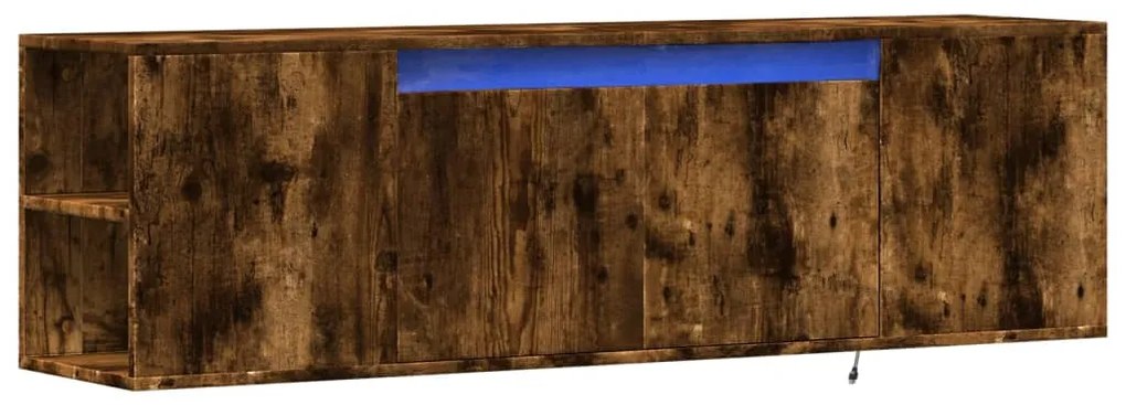 Móvel de parede p/ TV c/luzes LED 135x31x39,5cm carvalho fumado