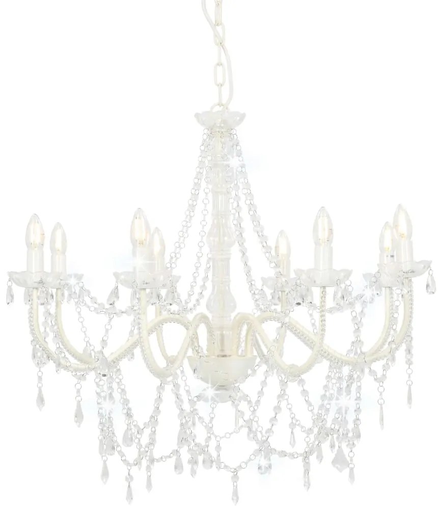 Lustre com contas lâmpadas 8 x E14 branco