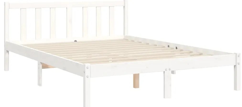 Cama sem colchão 140x200 cm madeira de pinho maciça branco