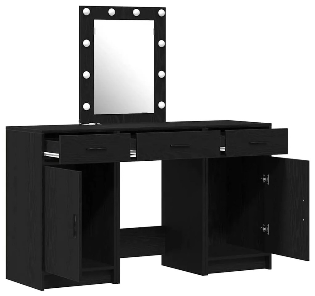 Conjunto de Maquiagem de 3 Peças vidaXL com LED em Madeira de Engenhar