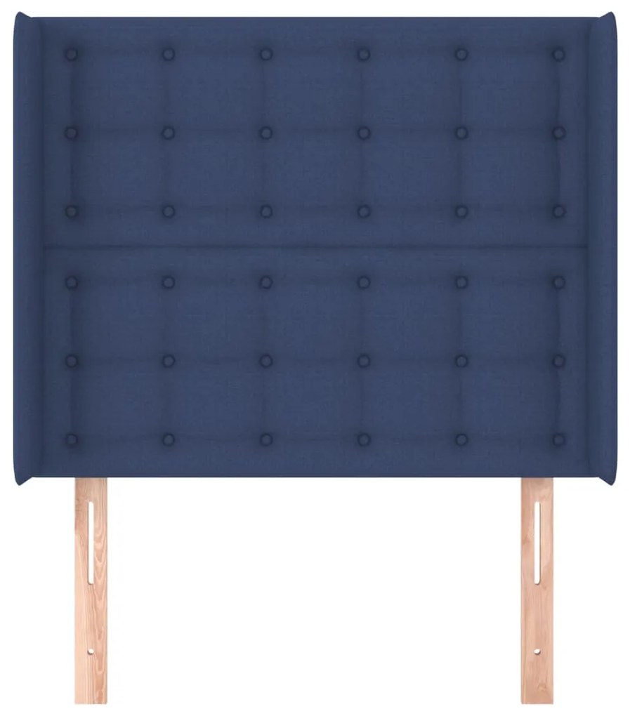 Cabeceira de cama c/ abas tecido 83x16x118/128 cm azul