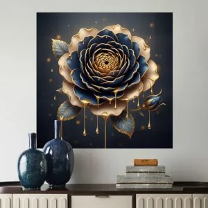 Rosa em aura dourada - Autocolante de parede decalque